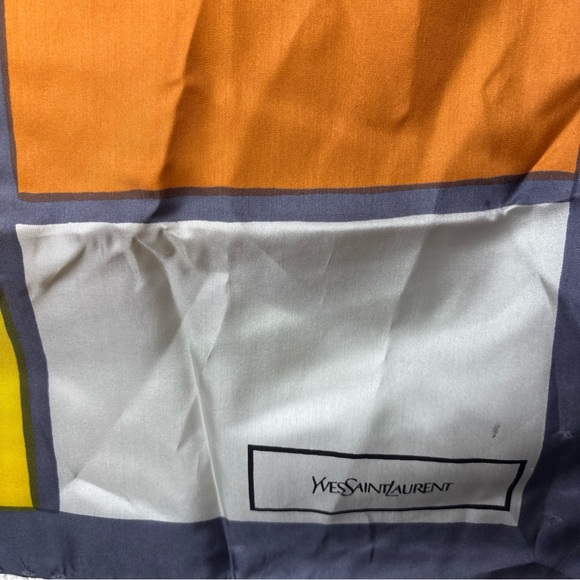 Yves Saint Laurent Geometric Yellow and Orange Scarf - Picture 10 of 10